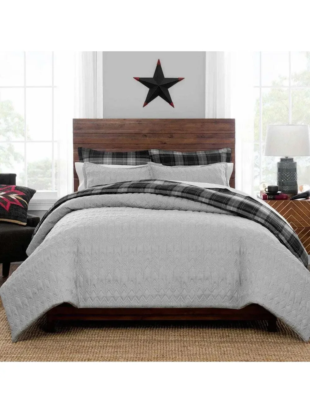 New Pendleton Skywalkers Quilted Comforter Set Twin Gray 100% Cotton